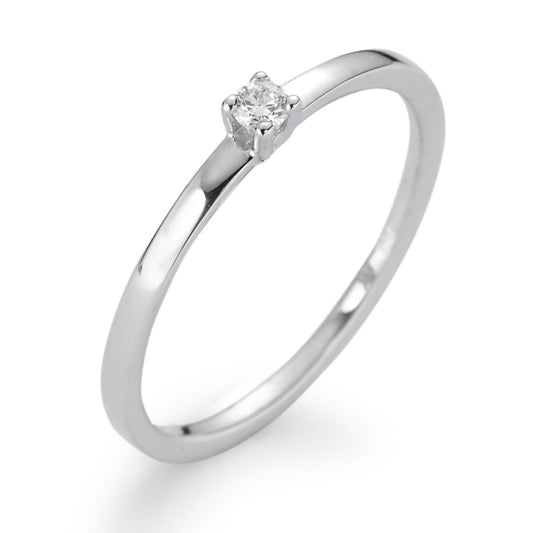 Bague solitaire Or blanc 18K Diamant blanc, 0.05 ct, brillant, w-si