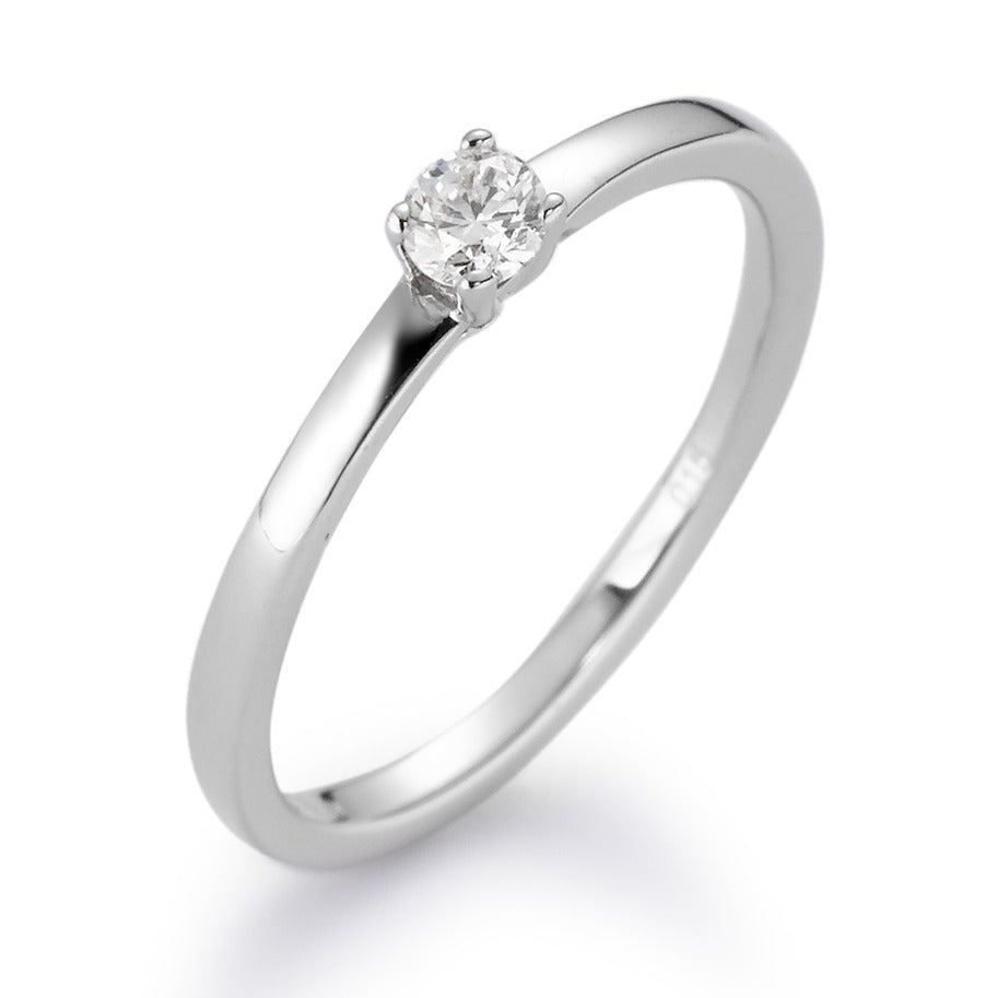 Bague solitaire Or blanc 18K Diamant blanc, 0.10 ct, brillant, w-si