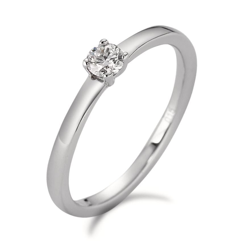 Bague solitaire Or blanc 18K Diamant blanc, 0.15 ct, brillant, w-si