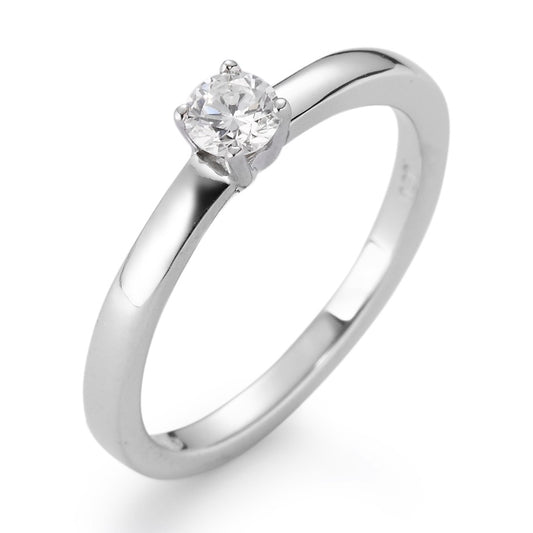 Bague solitaire Or blanc 18K Diamant blanc, 0.20 ct, brillant, w-si