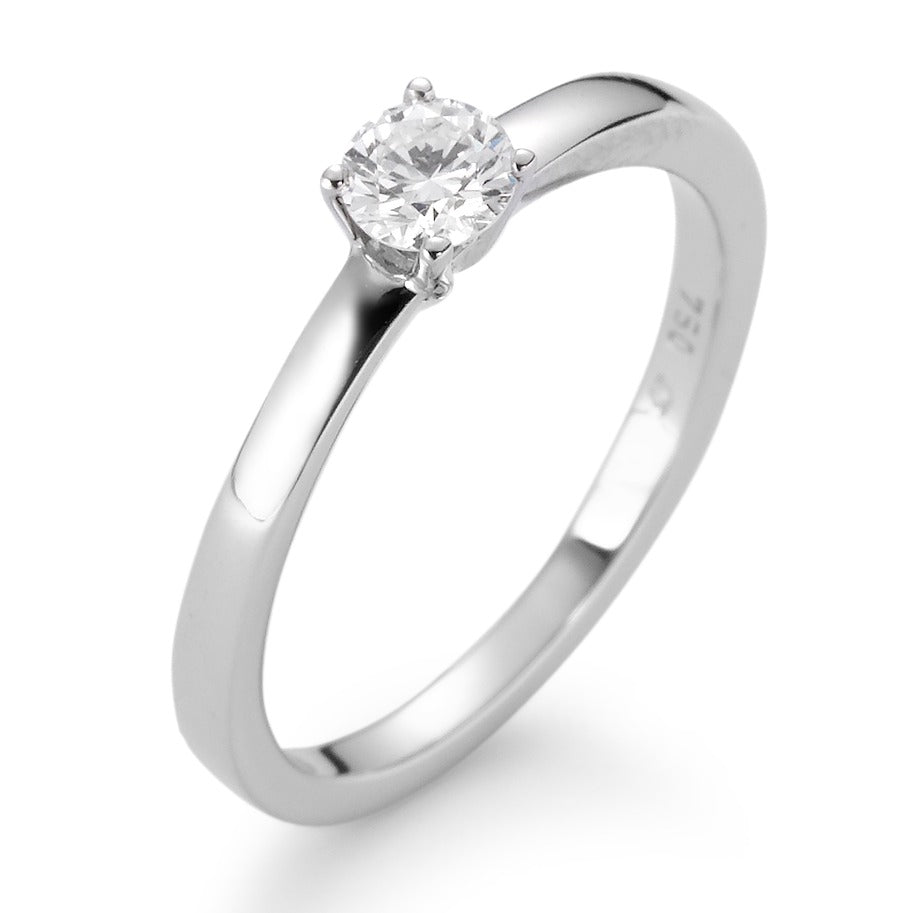 Bague solitaire Or blanc 18K Diamant blanc, 0.25 ct, brillant, w-si