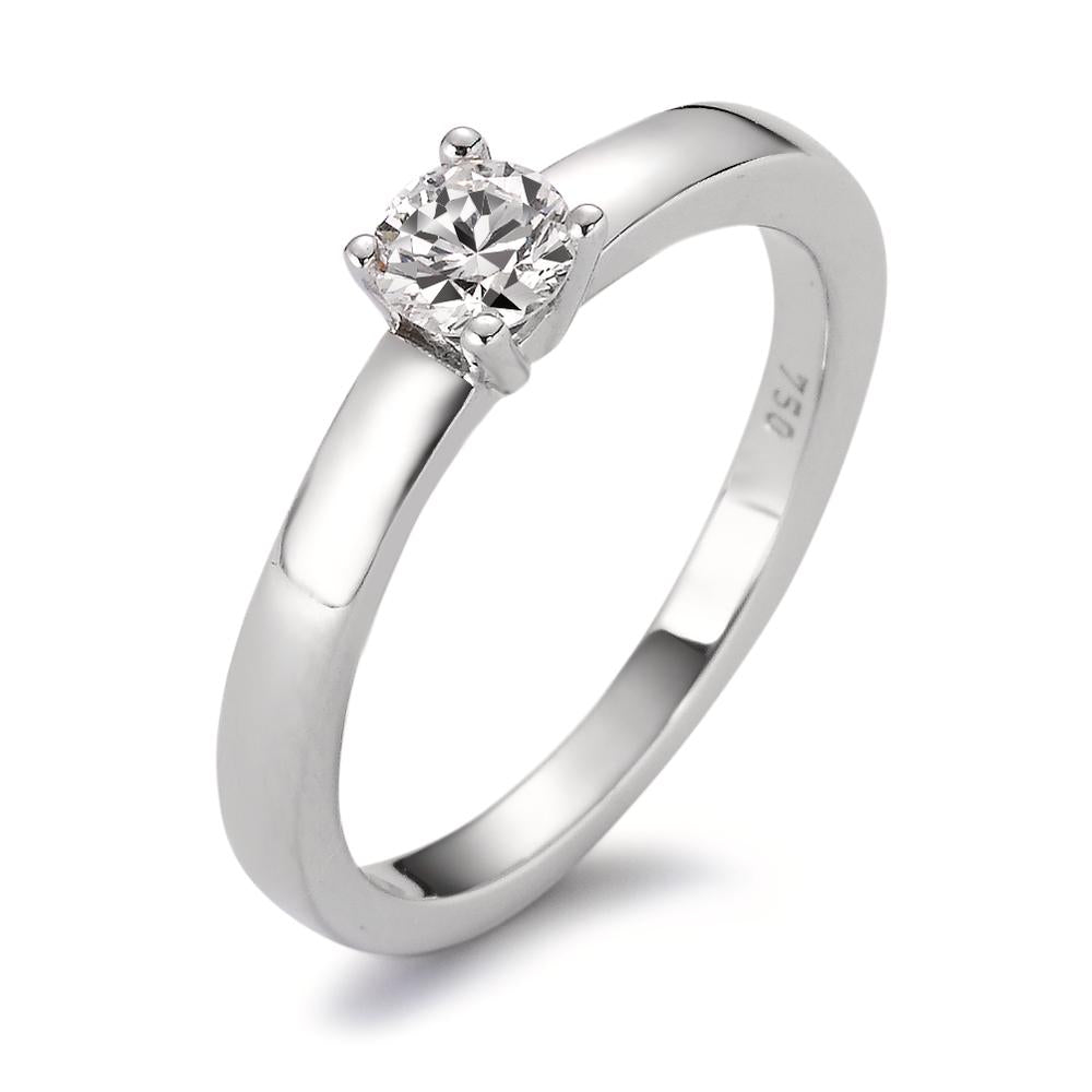 Bague solitaire Or blanc 18K Diamant blanc, 0.33 ct, brillant, w-si