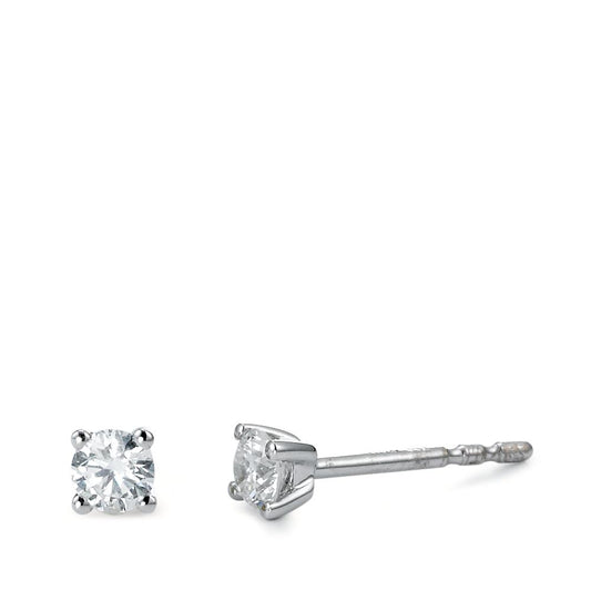 Ohrstecker 750/18 K Weissgold Diamant weiss, 0.25 ct, 2 Steine, Brillantschliff, w-si Ø3 mm