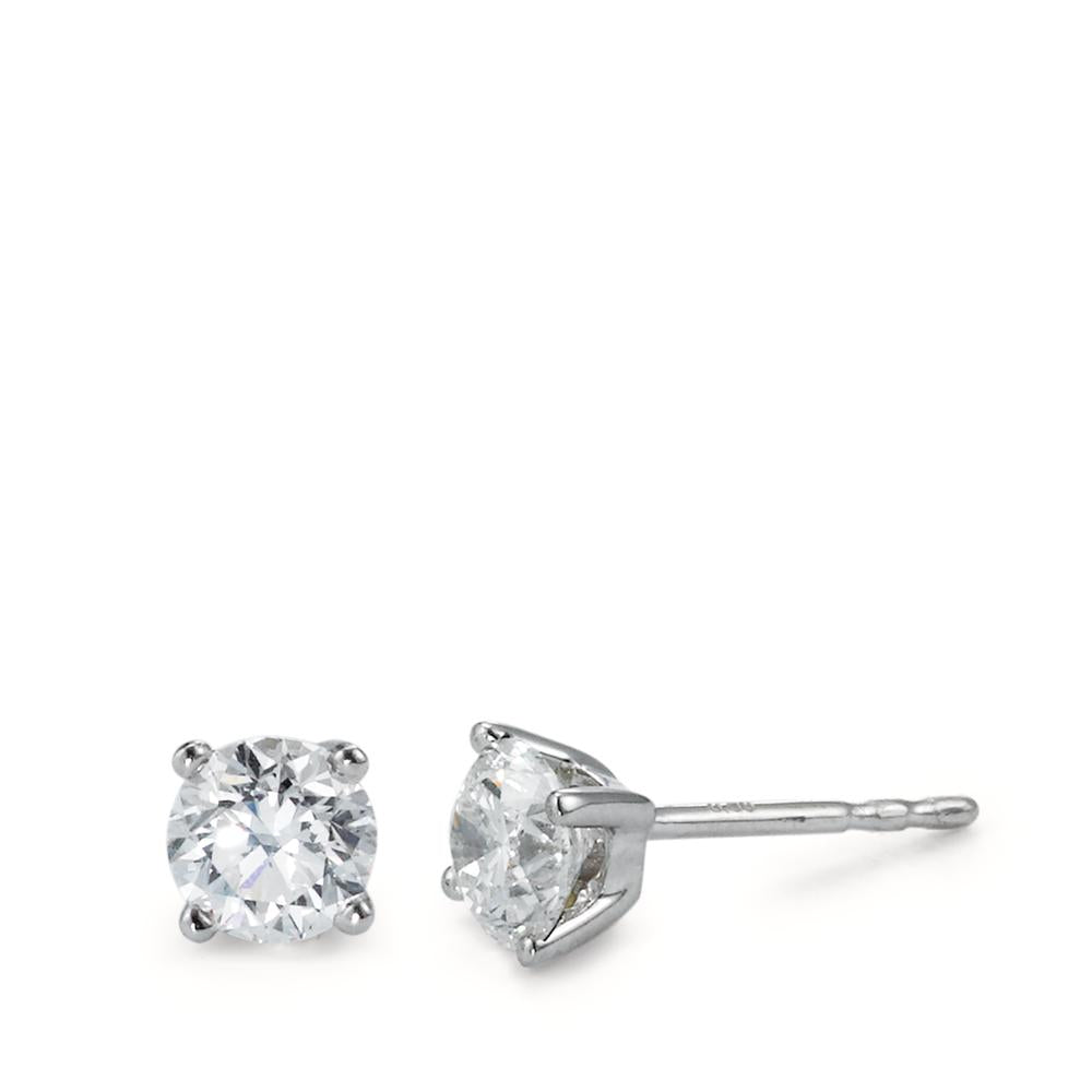 Clous d'oreilles Or blanc 18K Diamant blanc, 0.50 ct, 2 Pierres, brillant, w-si Ø4 mm