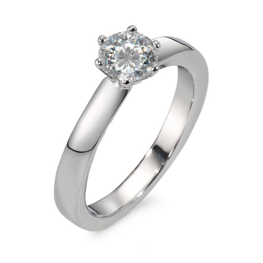 Bague solitaire Or blanc 18K Diamant blanc, 0.75 ct, brillant, w-si, IGA