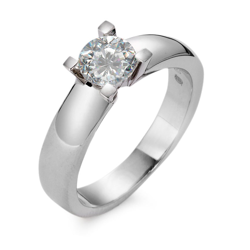 Solitär Ring 750/18 K Weissgold Diamant weiss, 0.75 ct, Brillantschliff, w-si, IGI