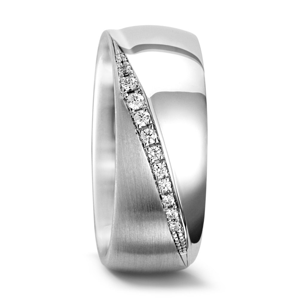 Alliance Or blanc 18K Diamant 0.086 ct, 11 Pierres, tw-vsi