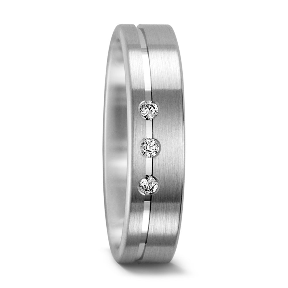 Alliance Or blanc 18K Diamant 0.06 ct, 3 Pierres, tw-vsi