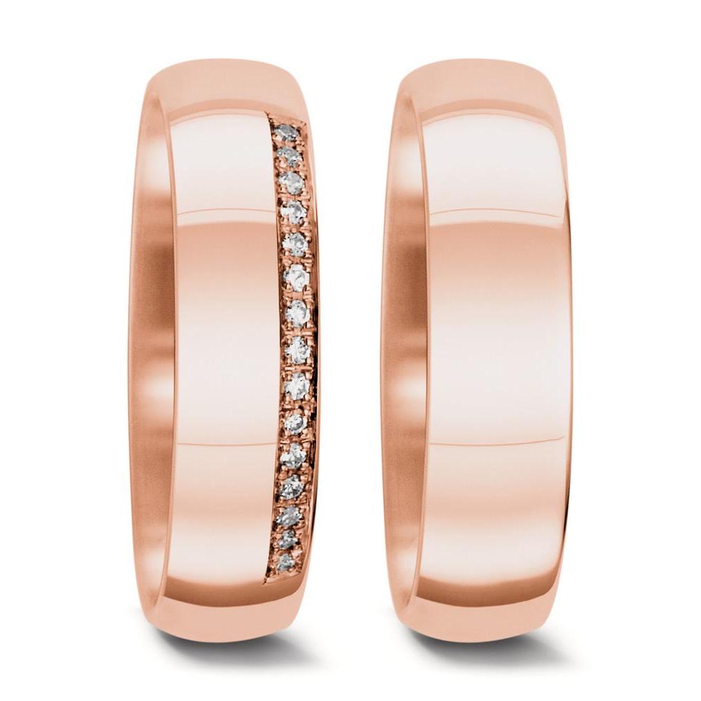 Partnerring 750/18 K Rosegold Diamant 0.075 ct, 15 Steine, tw-vsi