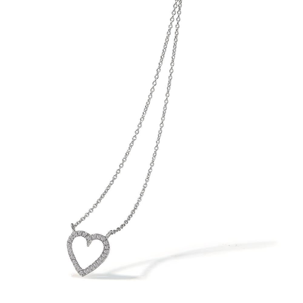 Collana Oro bianco 750/18 carati Diamante bianco, 0.056 ct, 27 pietra Cuore 42 cm