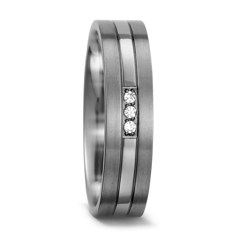 Partnerring Titan Zirkonia weiss, 3 Steine