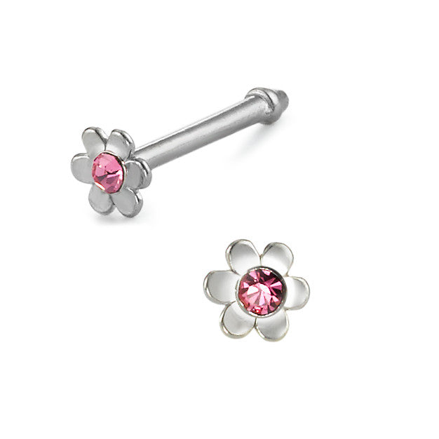 Borchia al naso Acciaio inossidabile Zirconia rosa Ø2.5 mm