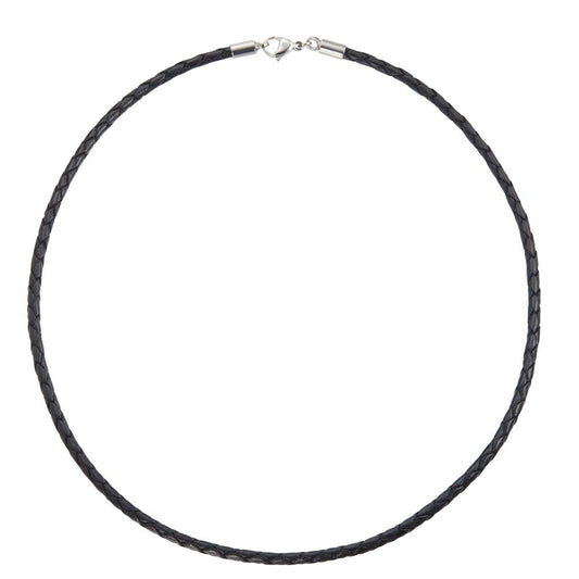 Collier Cuir, Acier inoxydable 42 cm Ø3 mm