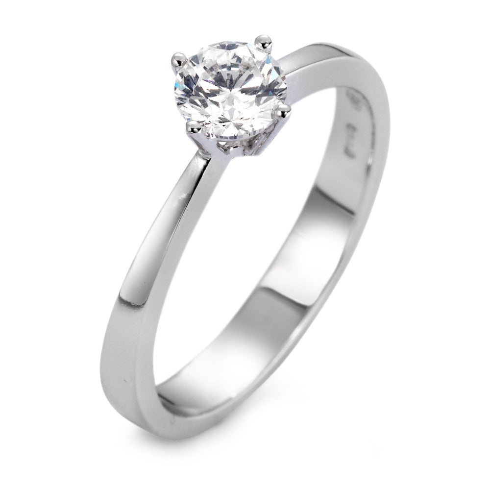 Bague solitaire Or blanc 18K Diamant blanc, 0.50 ct, vsi Rhodié