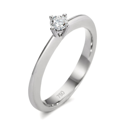 Bague solitaire Or blanc 18K Diamant blanc, 0.15 ct, si Rhodié