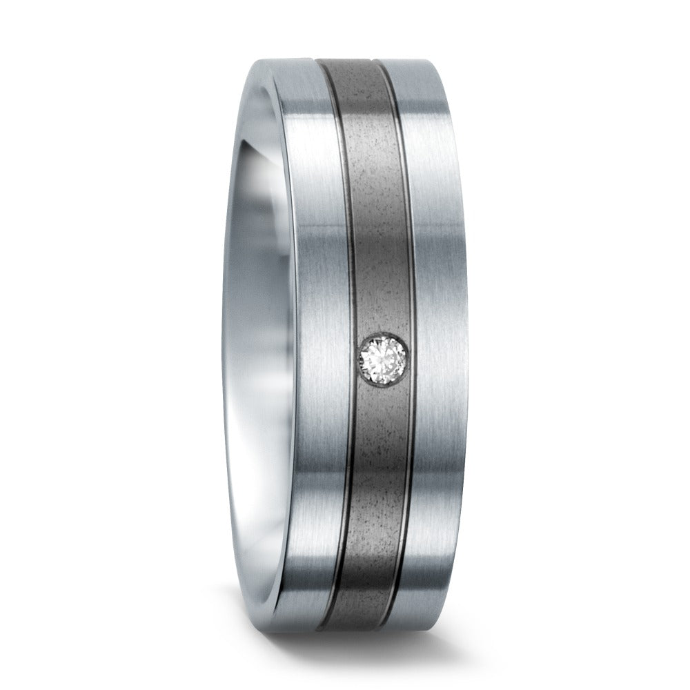 Bague Titane, Acier inoxydable Diamant 0.02 ct, w-si