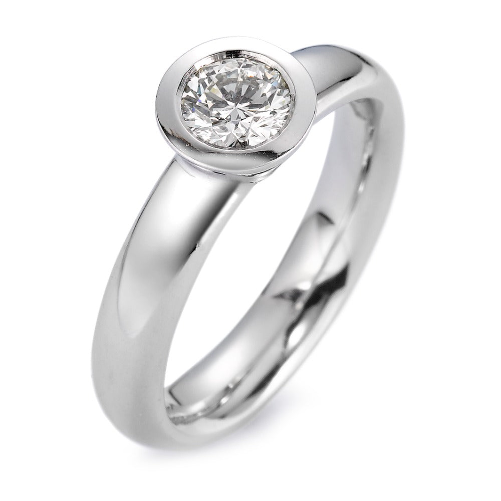 Bague solitaire Or blanc 18K Diamant blanc, 0.50 ct, si Rhodié