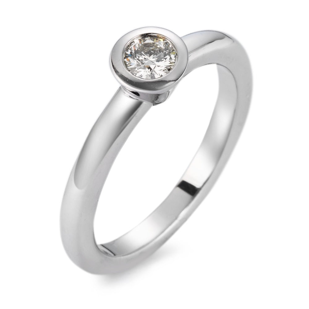 Bague solitaire Or blanc 18K Diamant blanc, 0.20 ct, si Rhodié