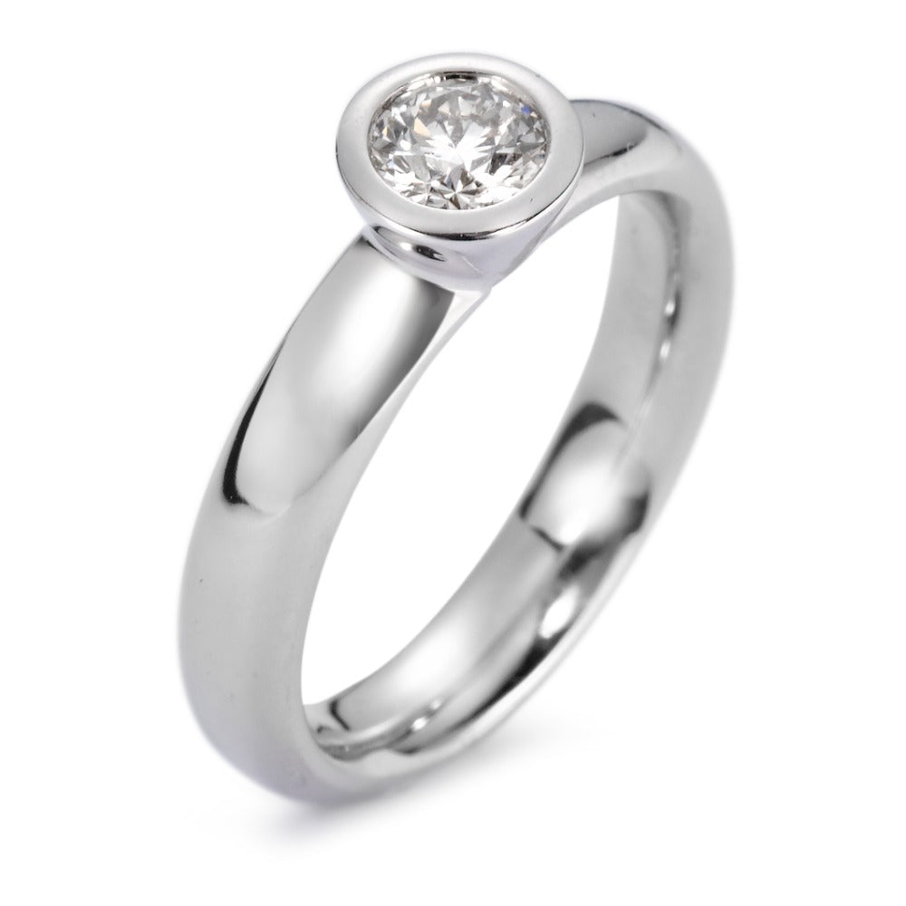 Solitär Ring 750/18 K Weissgold Diamant weiss, 0.40 ct, vsi rhodiniert