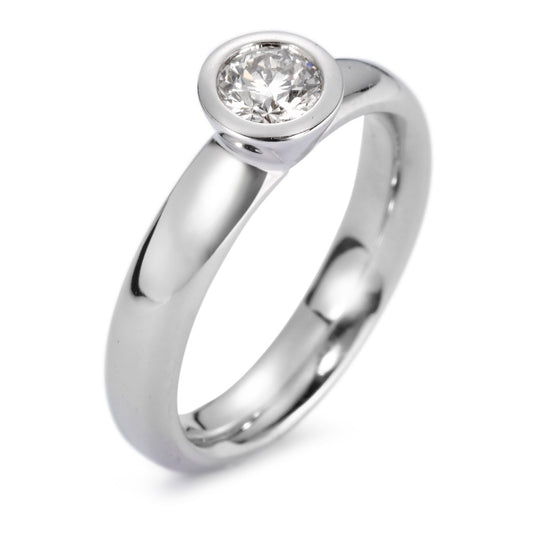 Bague solitaire Or blanc 18K Diamant blanc, 0.40 ct, vsi Rhodié