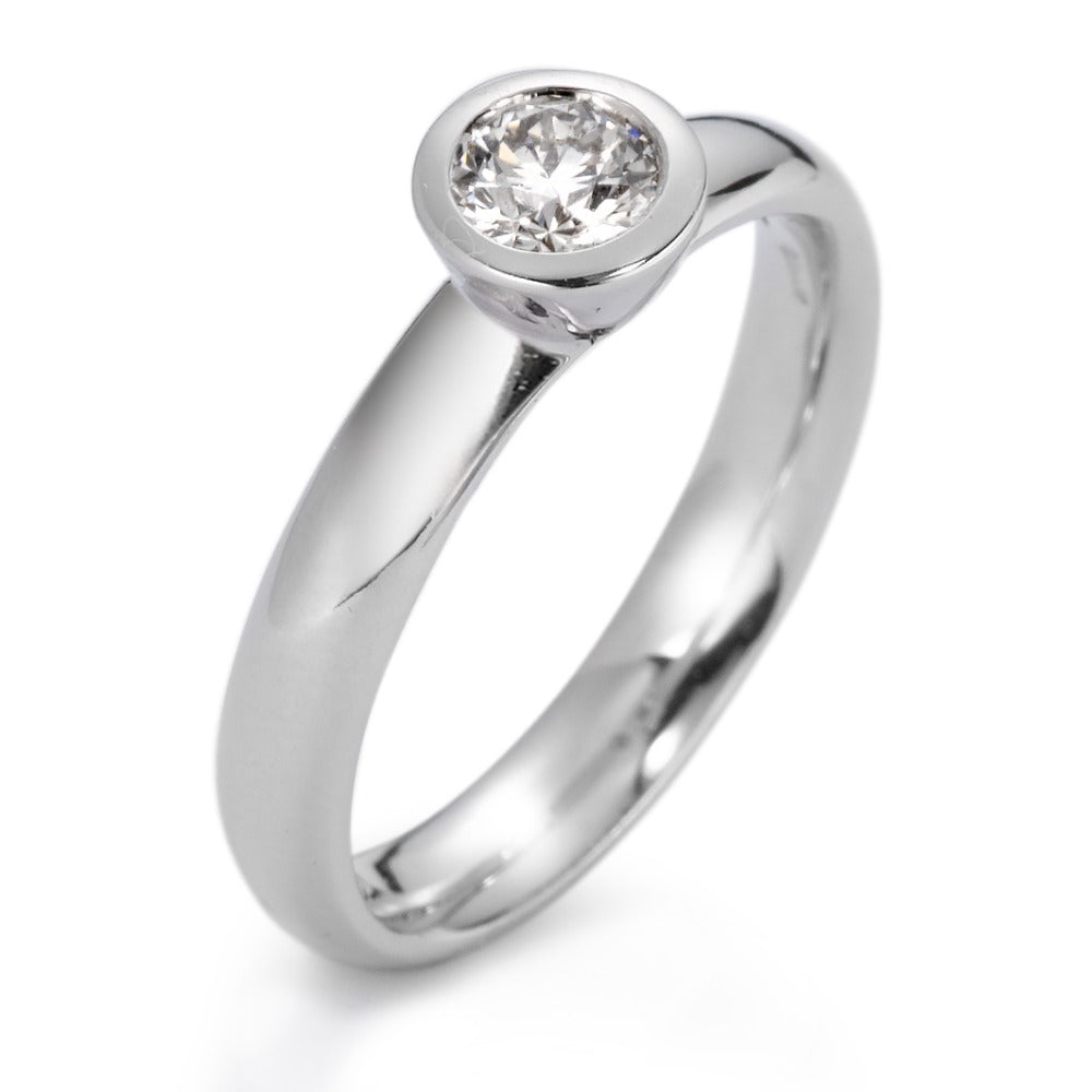 Bague solitaire Or blanc 18K Diamant blanc, 0.30 ct, si Rhodié