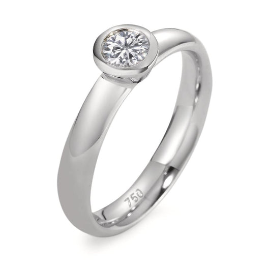 Bague solitaire Or blanc 18K Diamant blanc, 0.25 ct, si Rhodié