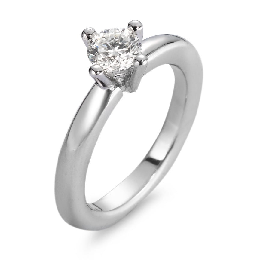 Bague solitaire Or blanc 18K Diamant blanc, 0.63 ct, si Rhodié