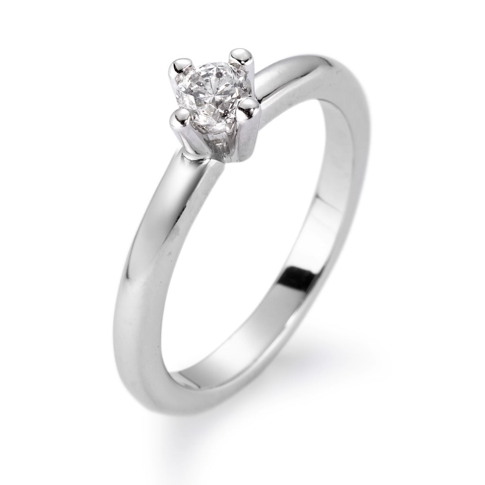 Bague solitaire Or blanc 18K Diamant blanc, 0.25 ct, si Rhodié