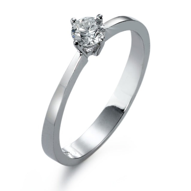 Bague solitaire Or blanc 18K Diamant blanc, 0.30 ct, si Rhodié