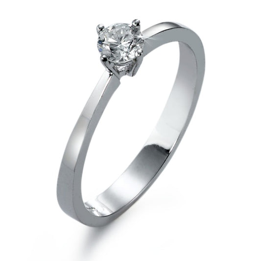 Bague solitaire Or blanc 18K Diamant blanc, 0.30 ct, si Rhodié