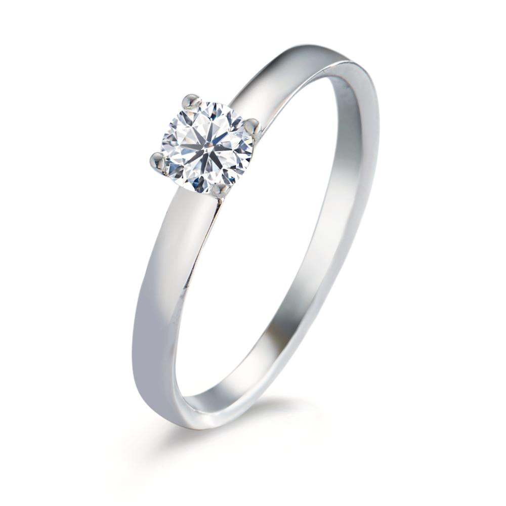 Bague solitaire Or blanc 9K Moissanite 4.5 mm