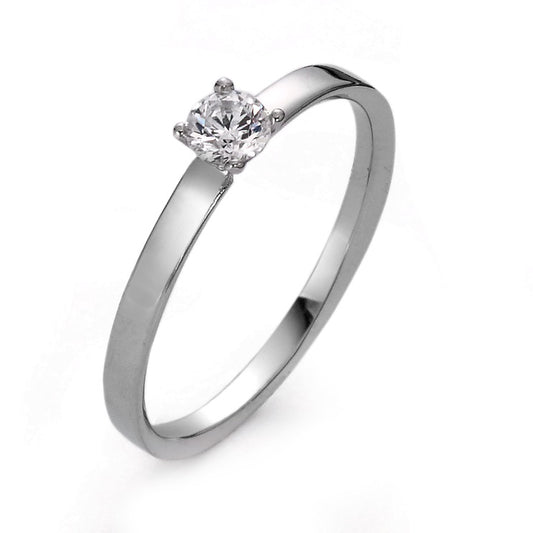 Bague solitaire Or blanc 9K Moissanite