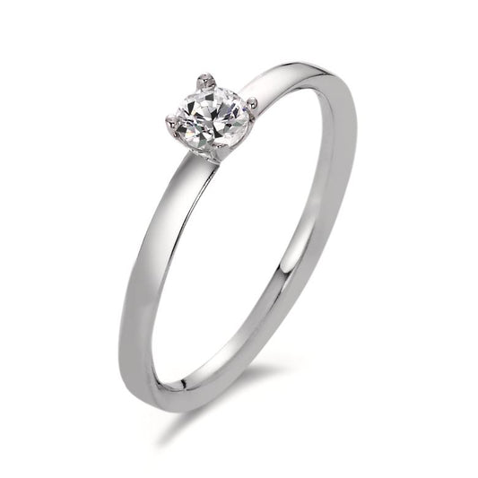 Bague solitaire Or blanc 9K Moissanite