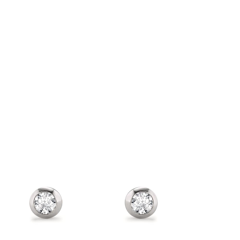 Clous d'oreilles Or blanc 18K Diamant 0.10 ct, 2 Pierres, si Ø3 mm