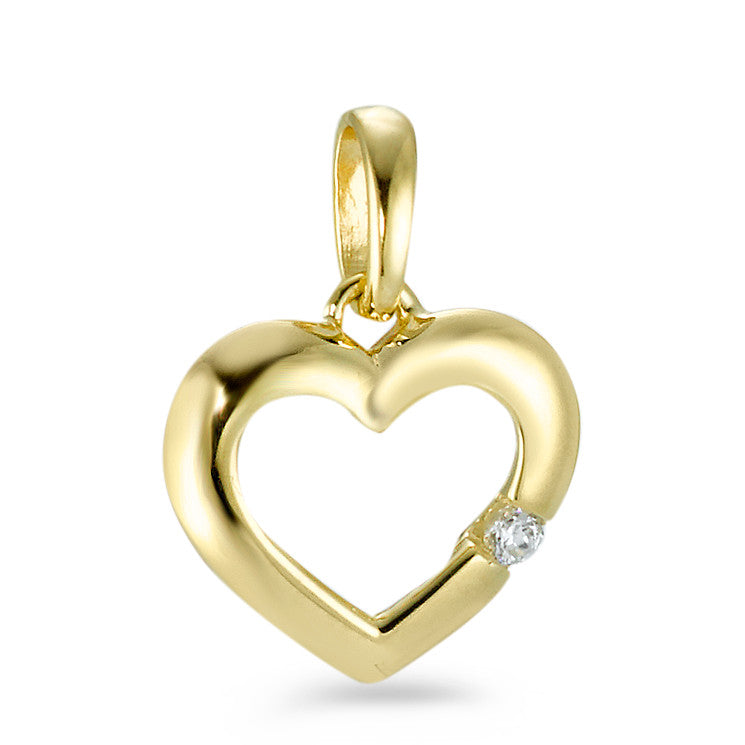 Pendentif Or jaune 9K Zircone blanc Coeur