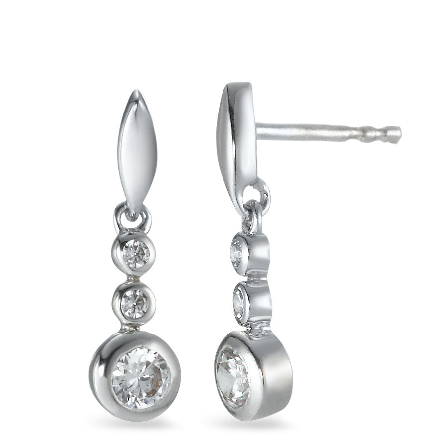 Pendant d'oreilles Argent Zircone blanc, 6 Pierres Rhodié