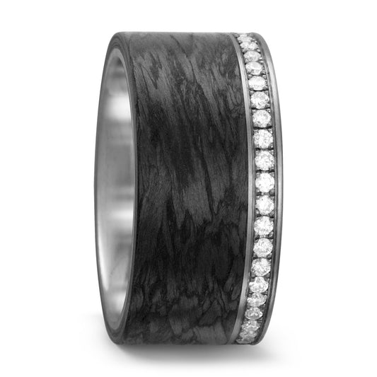 Fingerring 950 Palladium, Carbon Diamant weiss, 0.25 ct, 25 Steine, w-si