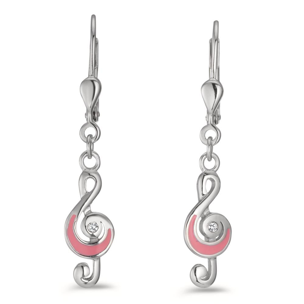 Orecchini Argento, E-mail Zirconia bianco, 2 pietra rodiato Clef