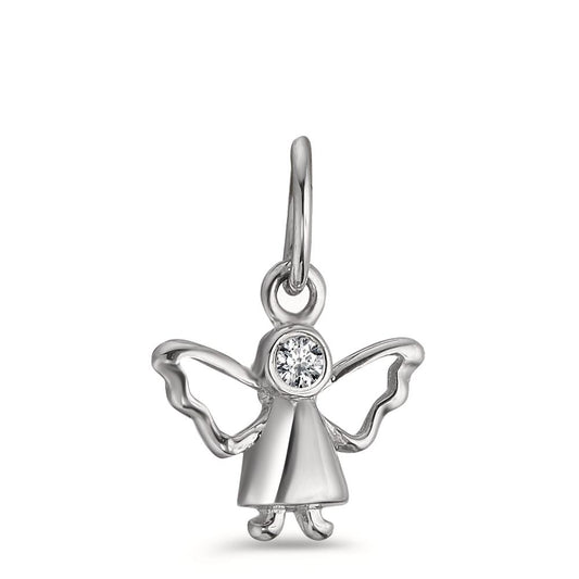 Pendentif Argent Zircone blanc Rhodié Ange