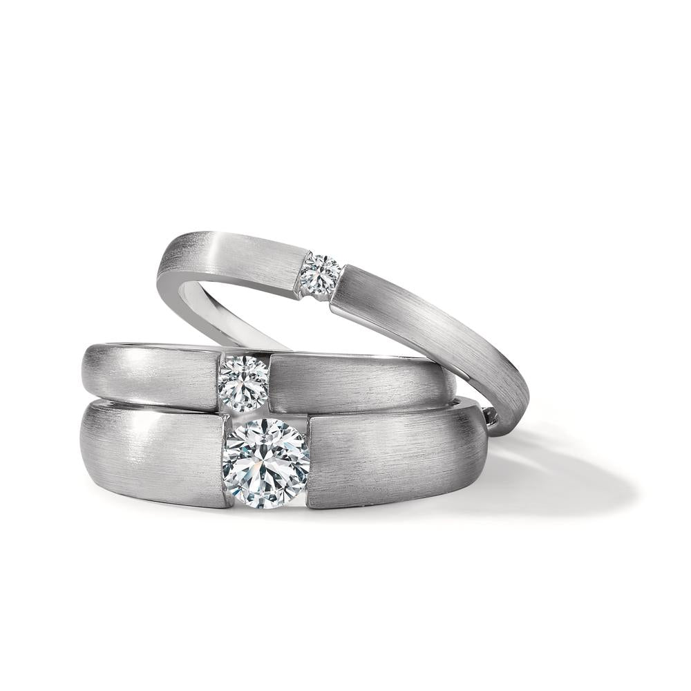 Bague solitaire Or blanc 18K Diamant 0.03 ct, w-si