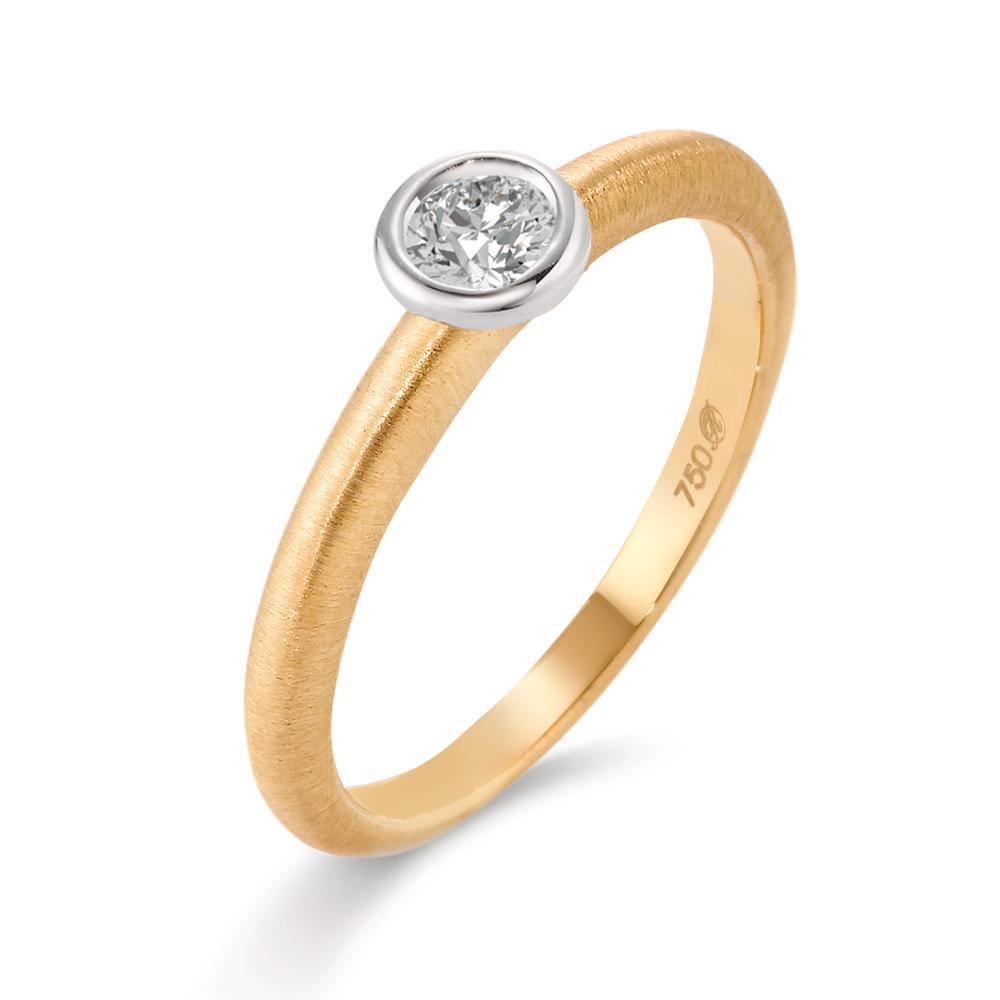 Bague solitaire Or jaune 18K, Or blanc 18K Diamant 0.15 ct, w-si