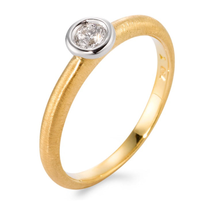 Solitär Ring 750/18 K Gelbgold, 750/18 K Weissgold Diamant 0.23 ct, w-si