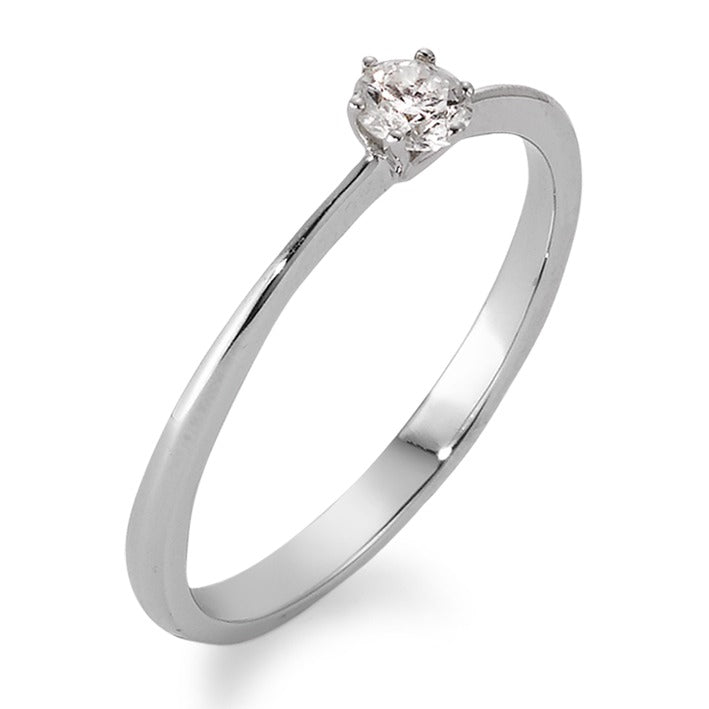 Bague solitaire Or blanc 18K Diamant 0.10 ct, w-si