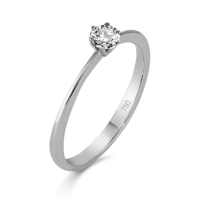 Bague solitaire Or blanc 18K Diamant 0.20 ct, w-si