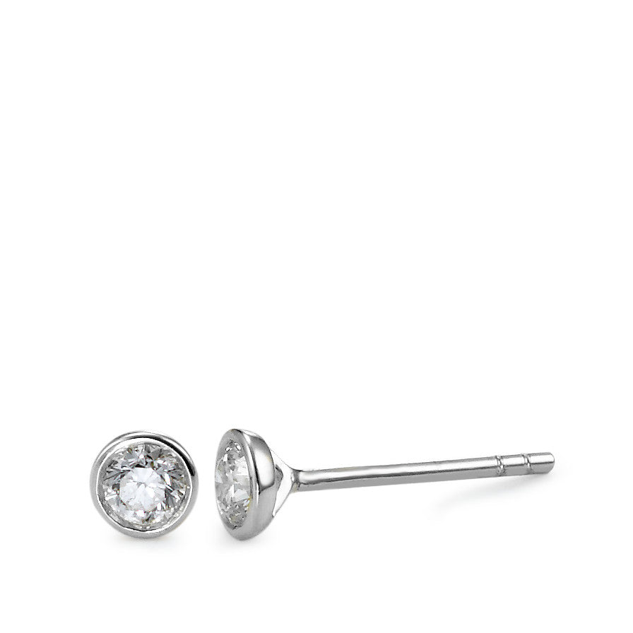 Orecchini a bottone Oro bianco 750/18 carati Diamante 0.25 ct, 2 pietra, w-si Ø4 mm