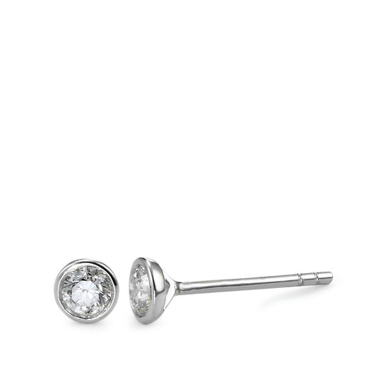 Clous d'oreilles Or blanc 18K Diamant 0.25 ct, 2 Pierres, w-si Ø4 mm