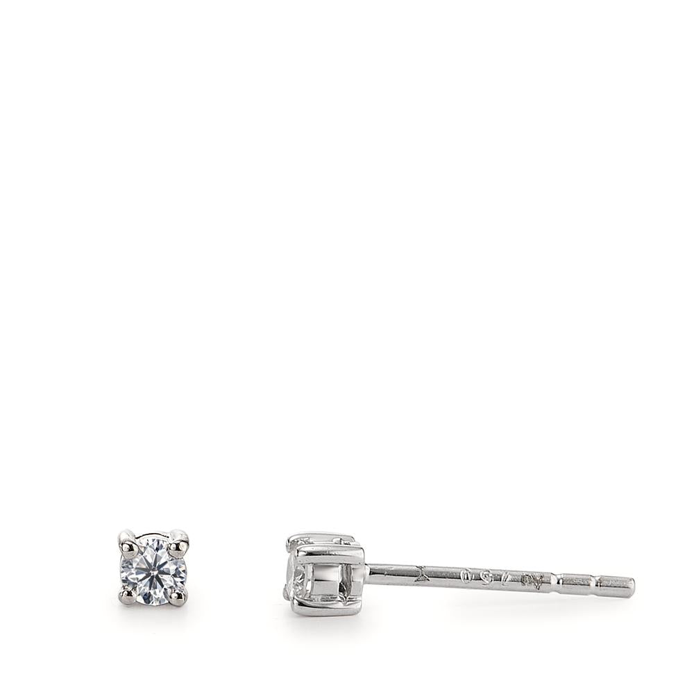 Clous d'oreilles Or blanc 18K Diamant 0.08 ct, 2 Pierres, w-si Ø2.5 mm