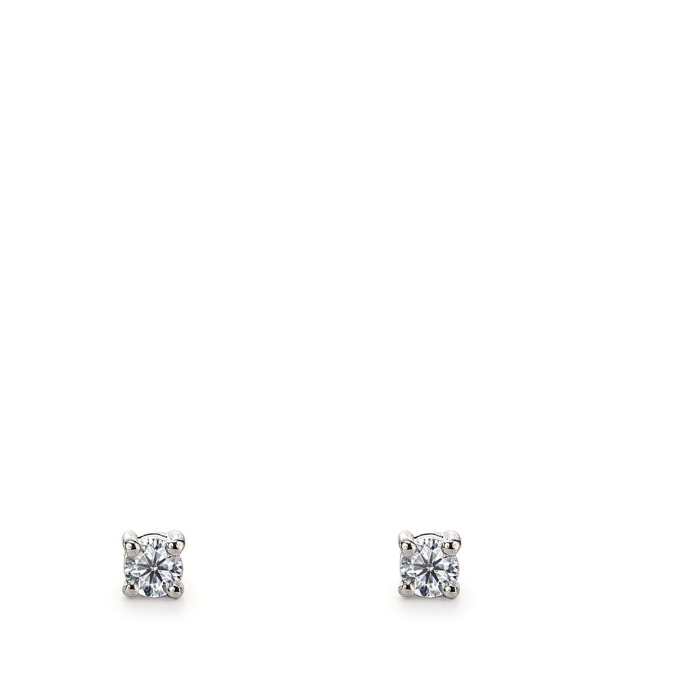 Clous d'oreilles Or blanc 18K Diamant 0.08 ct, 2 Pierres, w-si Ø2.5 mm