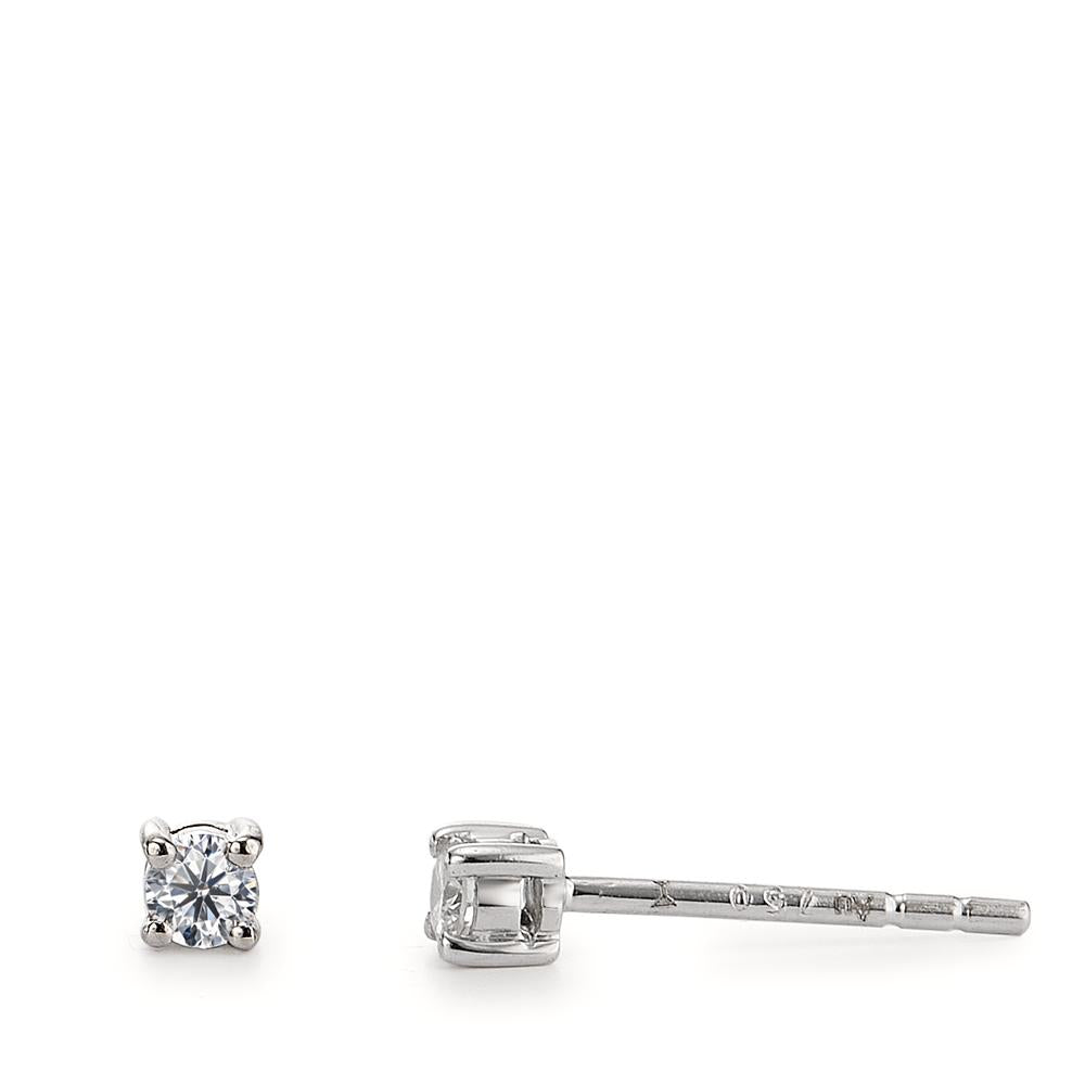 Clous d'oreilles Or blanc 18K Diamant 0.10 ct, 2 Pierres, w-si Ø2.5 mm