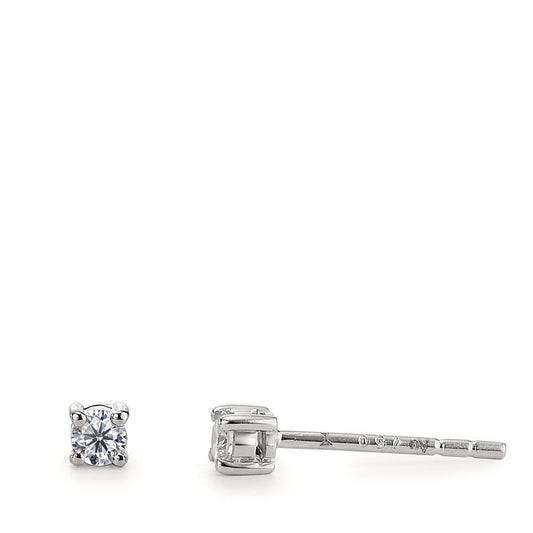 Clous d'oreilles Or blanc 18K Diamant 0.10 ct, 2 Pierres, w-si Ø2.5 mm